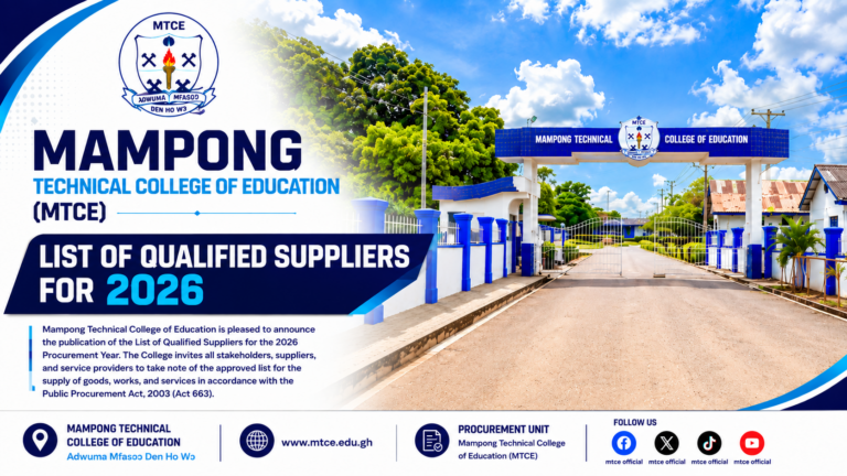 MAMPONG TECHNICAL COLLEGE OF EDUCATION– LIST OF QUALIFIED SUPPLIERS FOR 2026