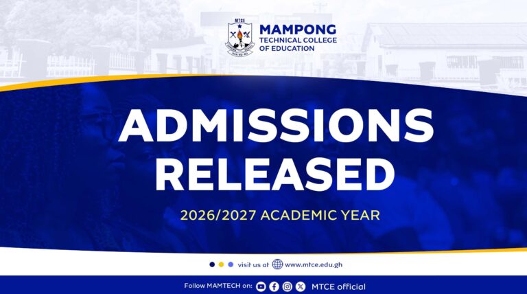 MAMPONG TECHNICAL COLLEGE OF EDUCATION ADMISSIONS LIST 2026/2027